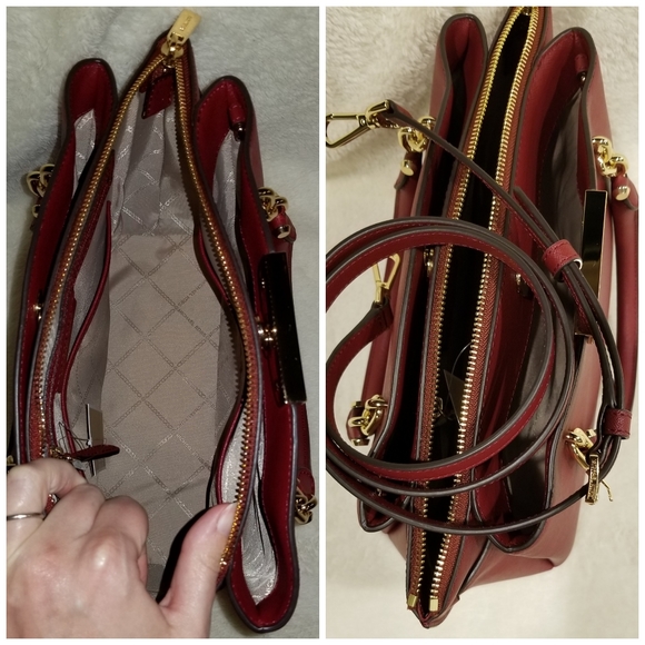 NWT Michael Kors Rochelle LG Satchel brandy red - Picture 8 of 8
